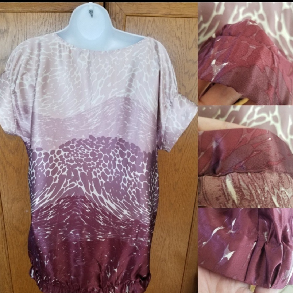 New York & company purple animal print blouse - Picture 4 of 8